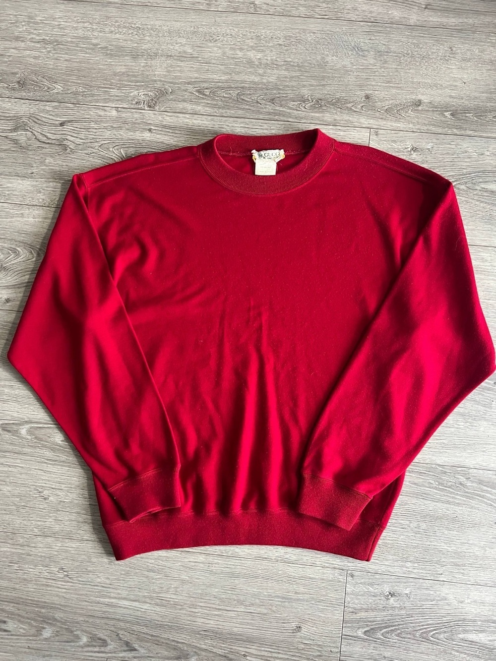 Vintage 80s Gucci Wool Crewneck Sweater Red Size L Made in Italy (49)